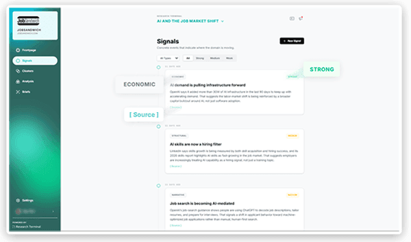 Signal timeline screen